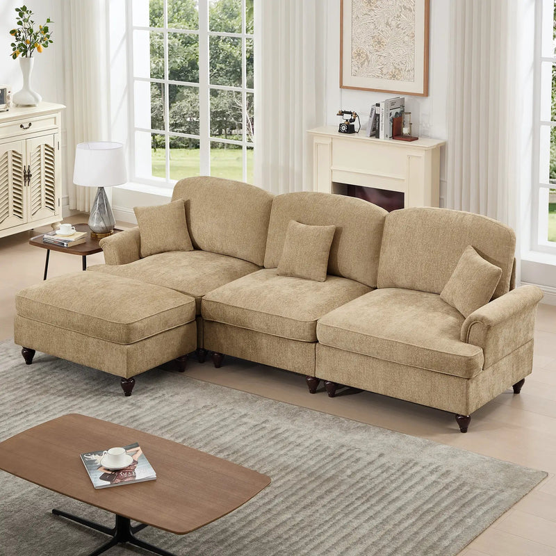 Mid Century Three Seater Modular L Shaped Sectional Couch, photo 6 of 10