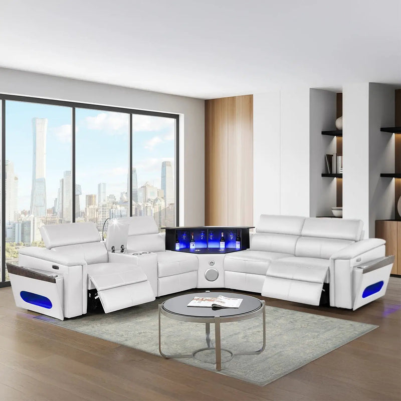 Nova - Sectional With Bluetooth Speaker, LED And Lifting Wine Cabinet by HouseOfZazla