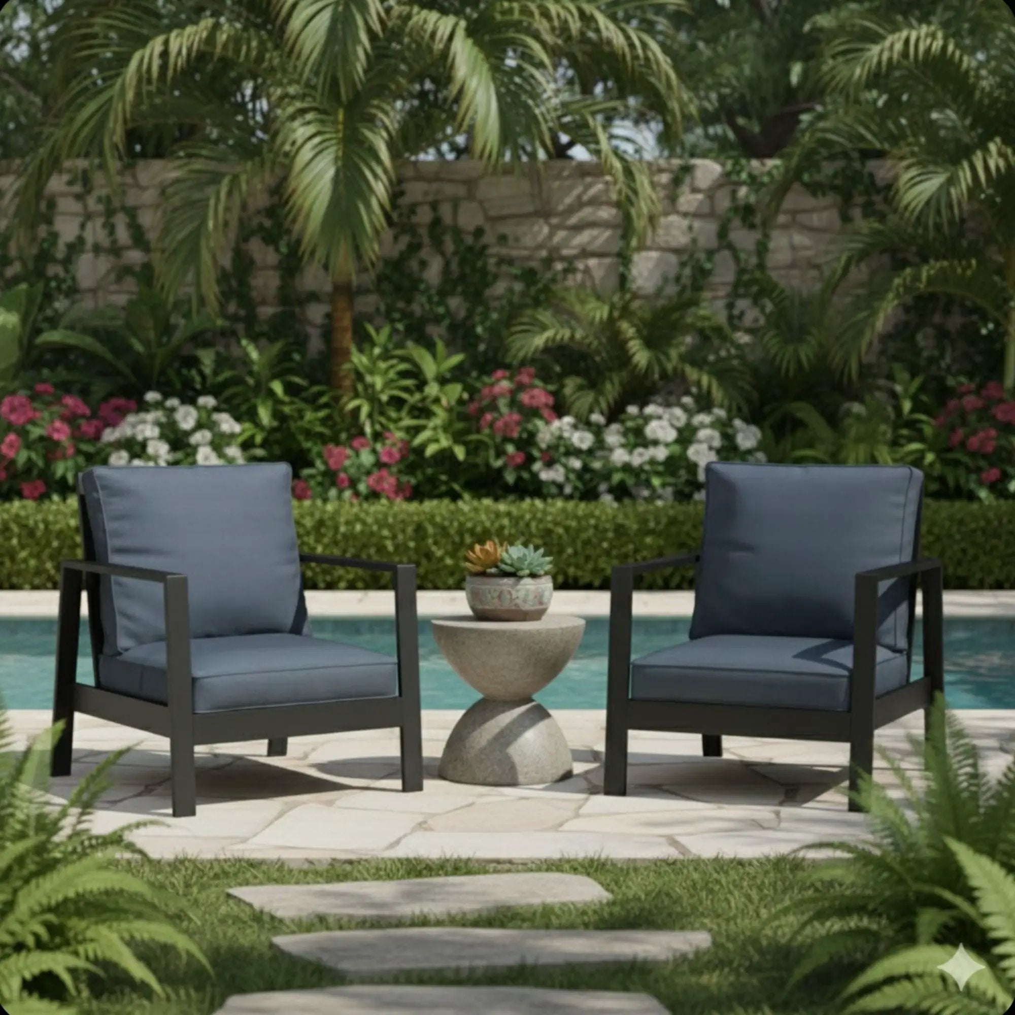 All-Weather Ergonomic Patio Armchairs With Thick Cushions (Set of 2) by HouseOfZazla
