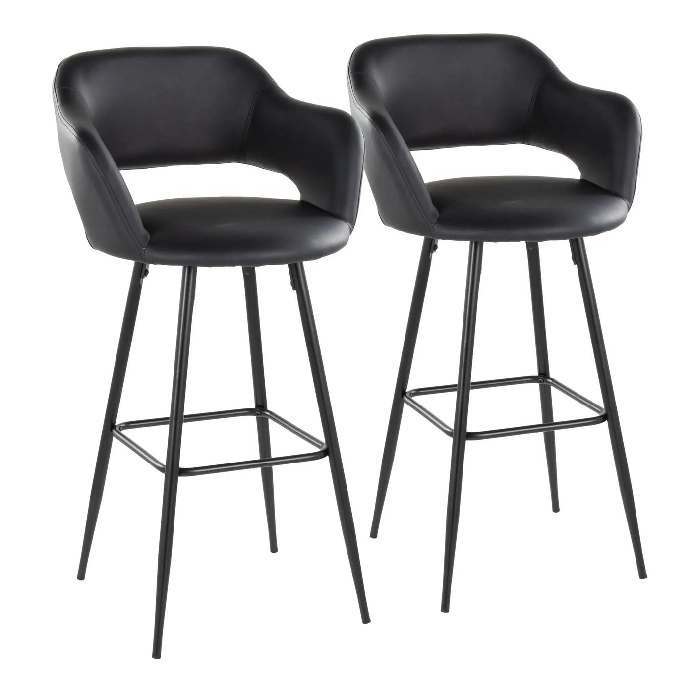 Margarite - Contemporary Fixed Height BarStool With Square Footrest (Set of 2) by HouseOfZazla
