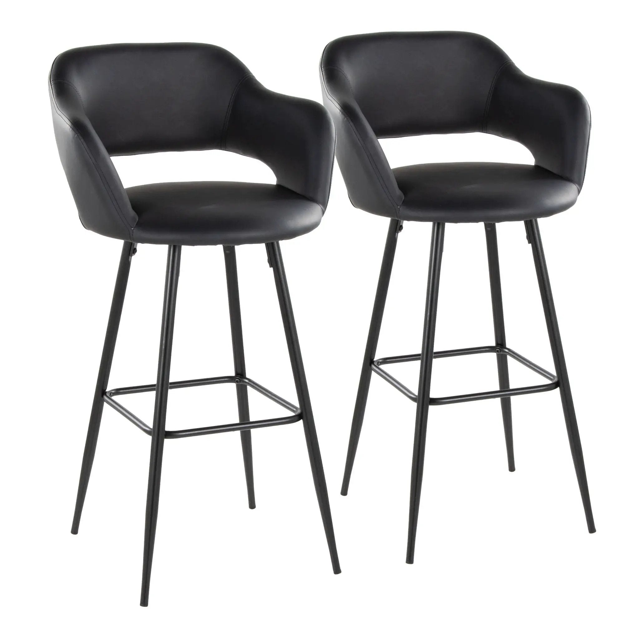 Margarite - Contemporary Fixed Height BarStool With Square Footrest (Set of 2) by HouseOfZazla