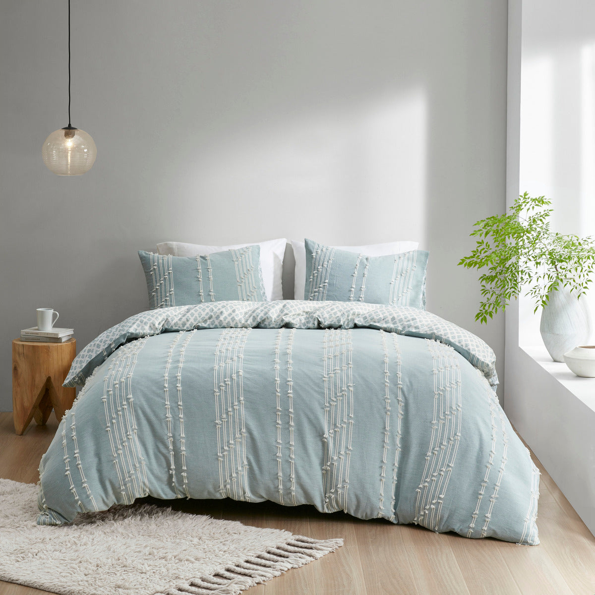 Full/Queen 3 Piece Cotton Jacquard Duvet Cover Set by HouseOfZazla
