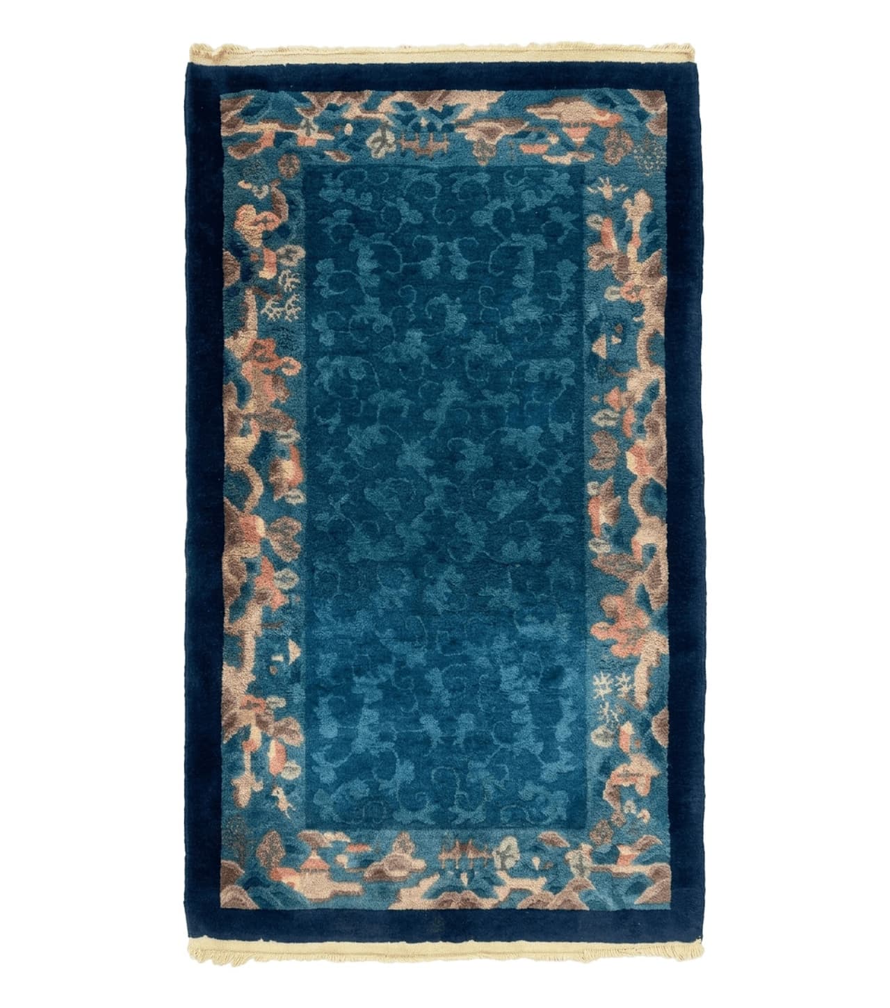 Blue Chinese Wool Rug 2.5 x 4, Peking Rug, Fete Rug, Semi Antique Chinese Carpet by Jewel Rugs
