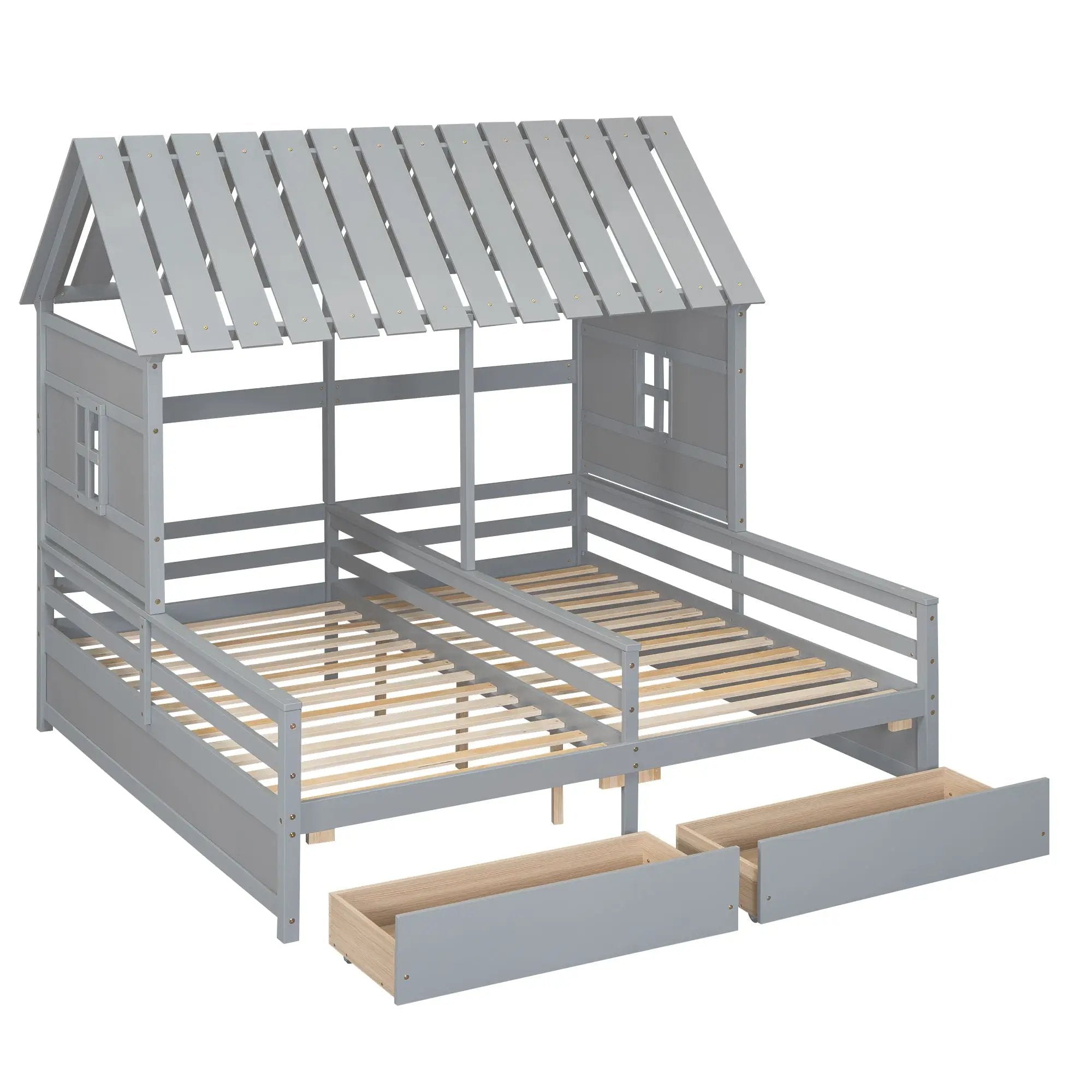 House Platform Beds With 2 Drawers, Side By Side Design by HouseOfZazla