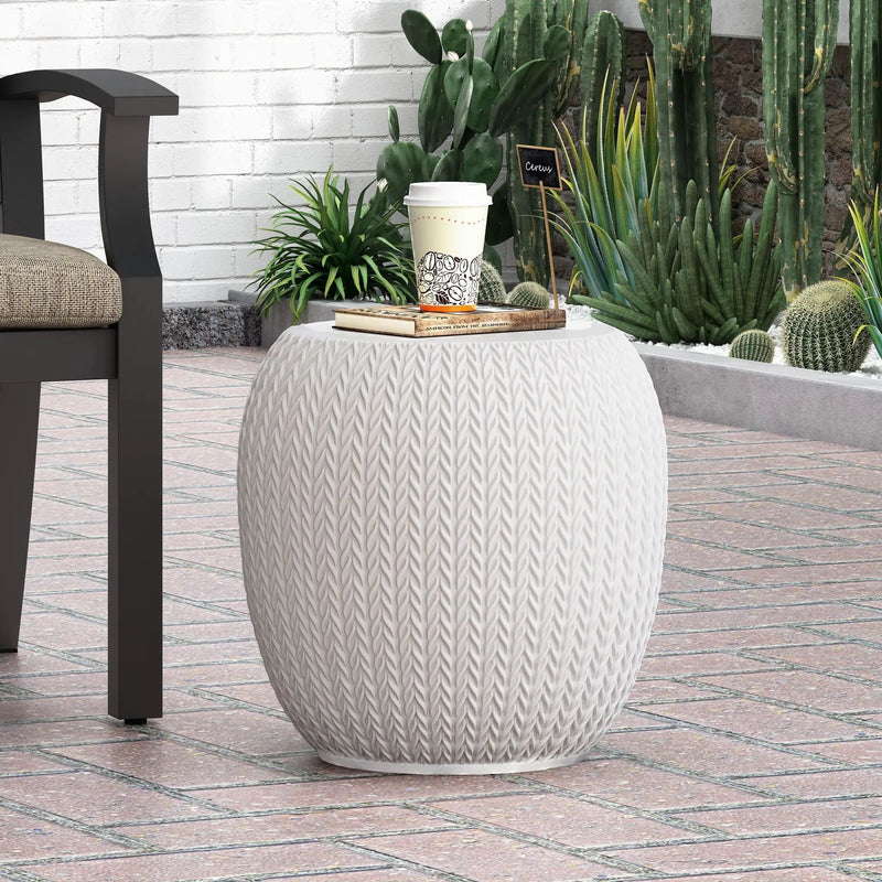 Outdoor Lightweight Concrete Side Table - Antique White by HouseOfZazla