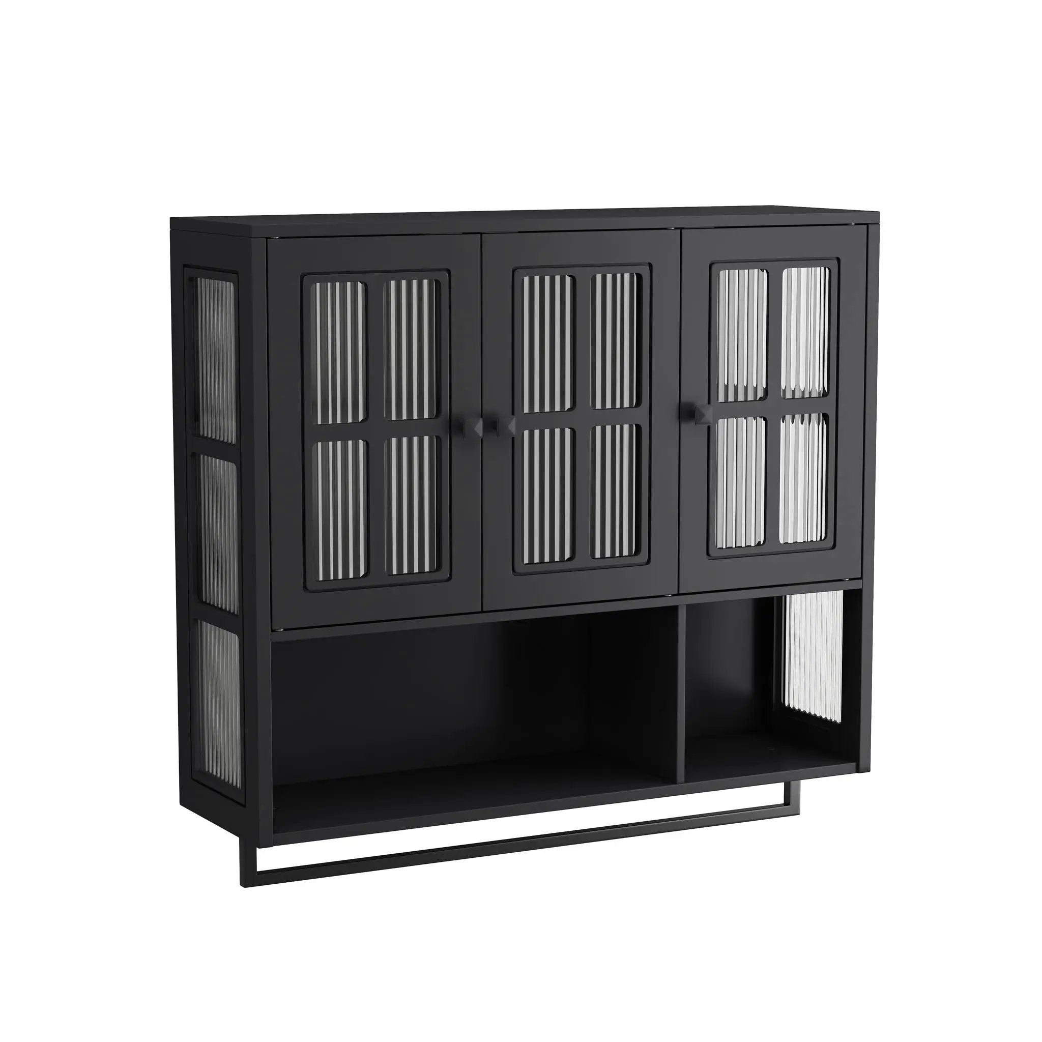 3 Door Wall Cabinet With Glass Door And Towel Bar by HouseOfZazla