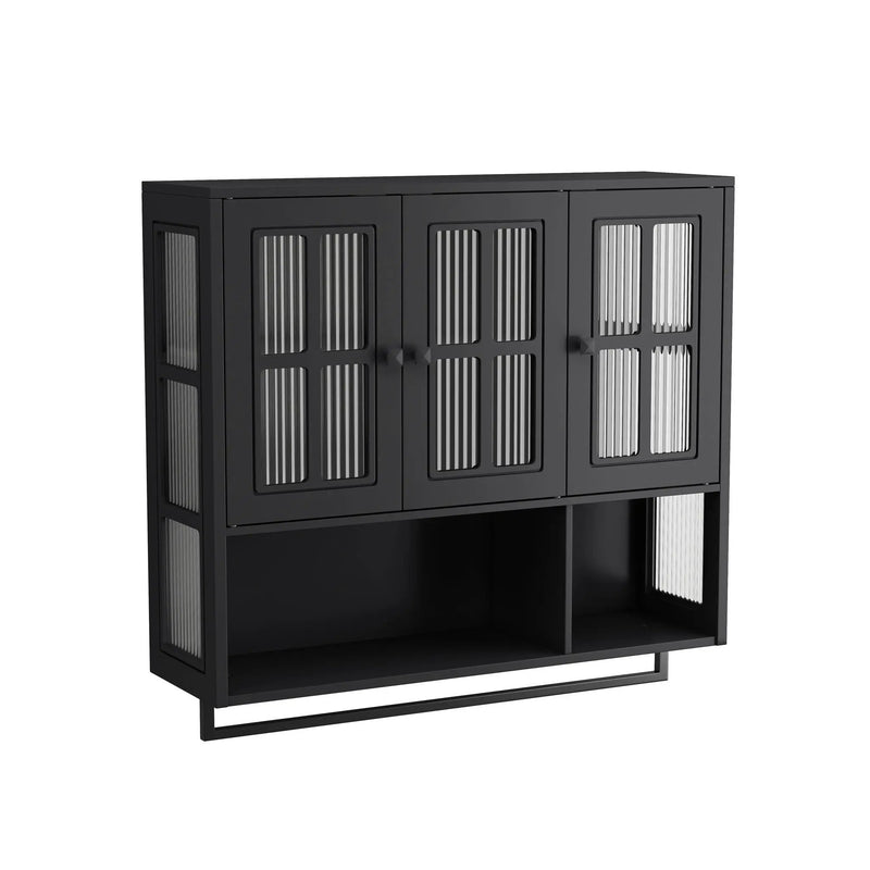 3 Door Wall Cabinet With Glass Door And Towel Bar by HouseOfZazla