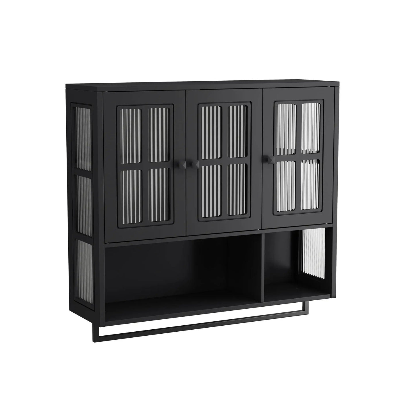3 Door Wall Cabinet With Glass Door And Towel Bar by Unique Piece Furniture