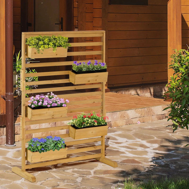 Outsunny Wooden Plant Trellis Stand with 5 Hanging Planter Boxes, photo 8 of 10