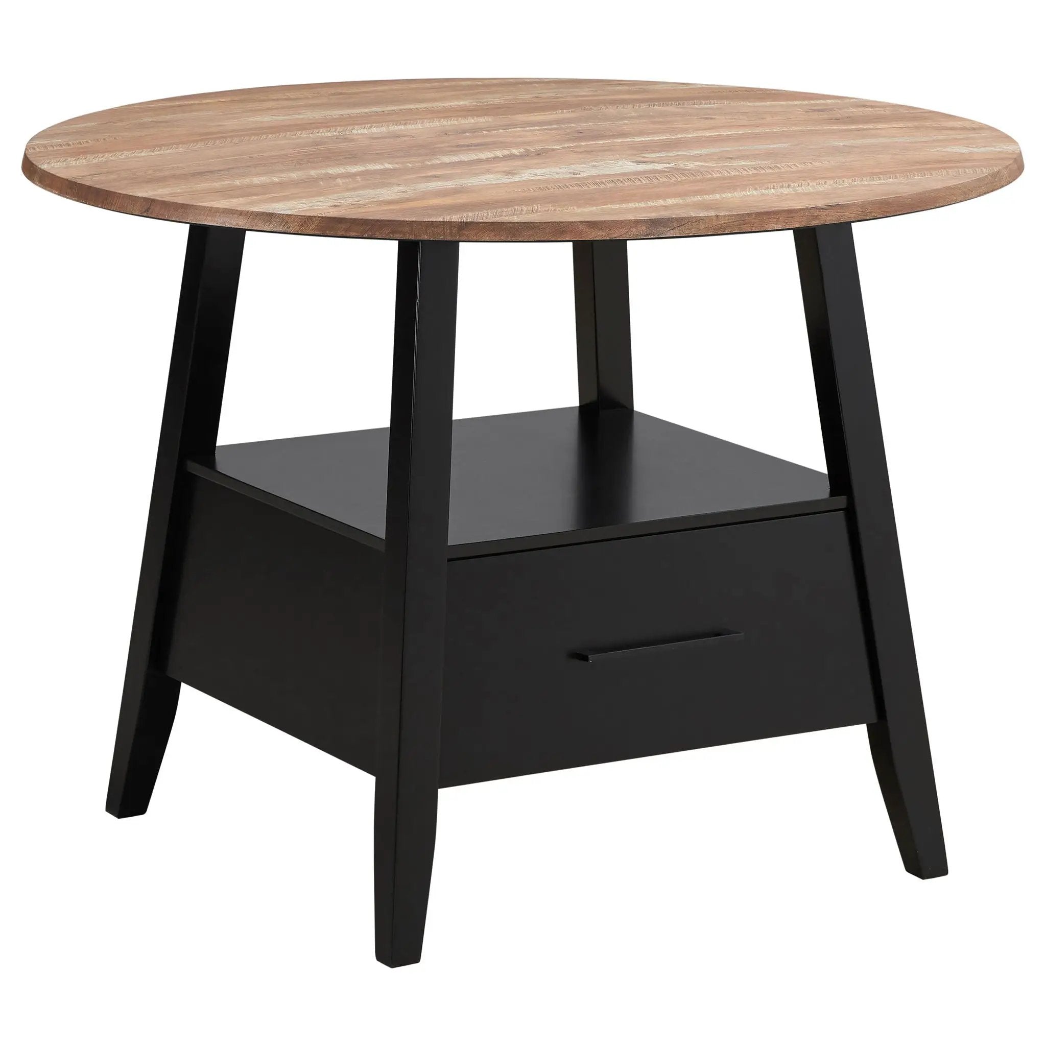 Arunda Yukon - Round Counter Height Dining Table With Pedestal Base And Built In Drawer - Oak by HouseOfZazla