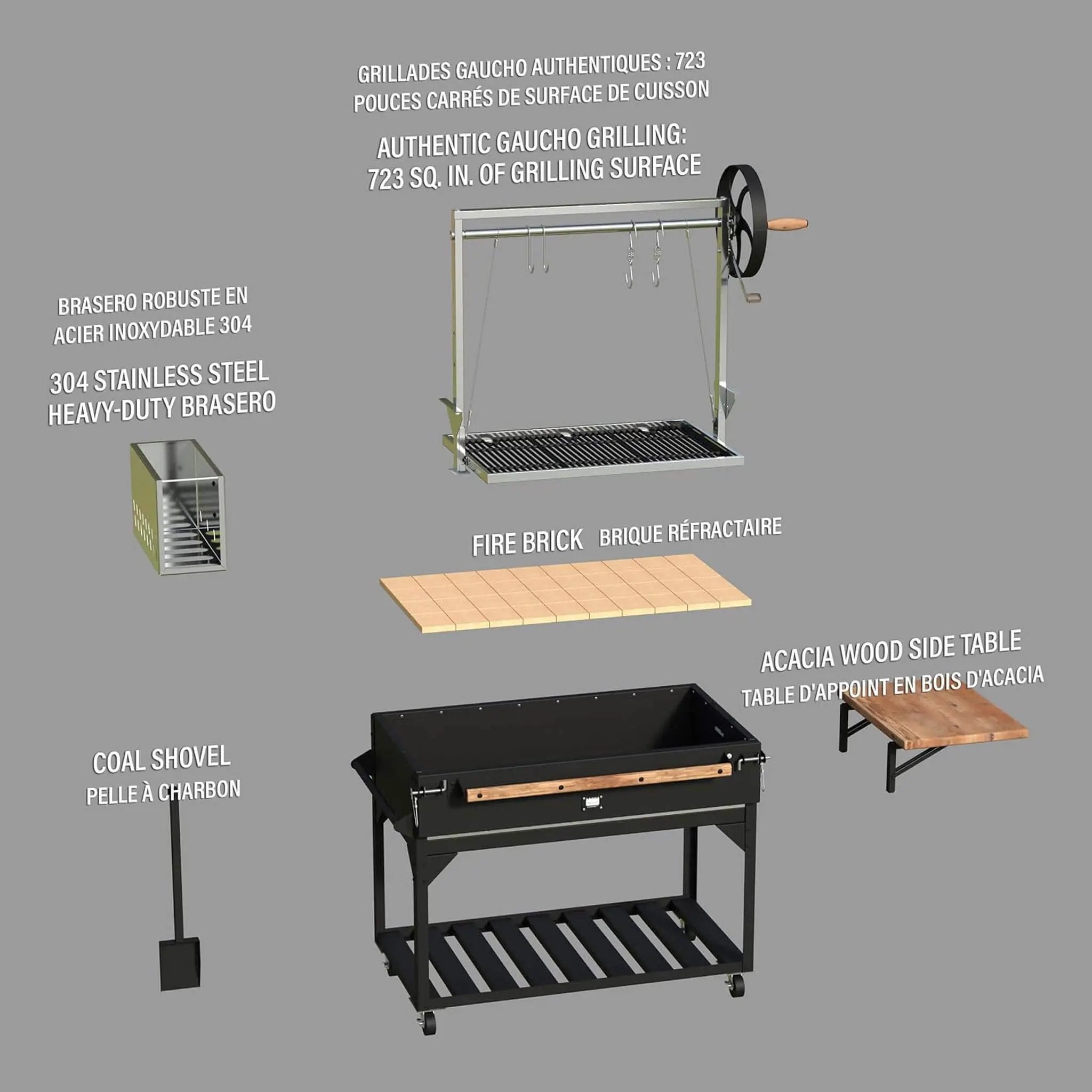 [05X02FT] Heavy-Duty Argentine Santa Maria Wood Fire And Charcoal BBQ Grill With Brasero (SAK52731) by SAKSBY WHOLESALE