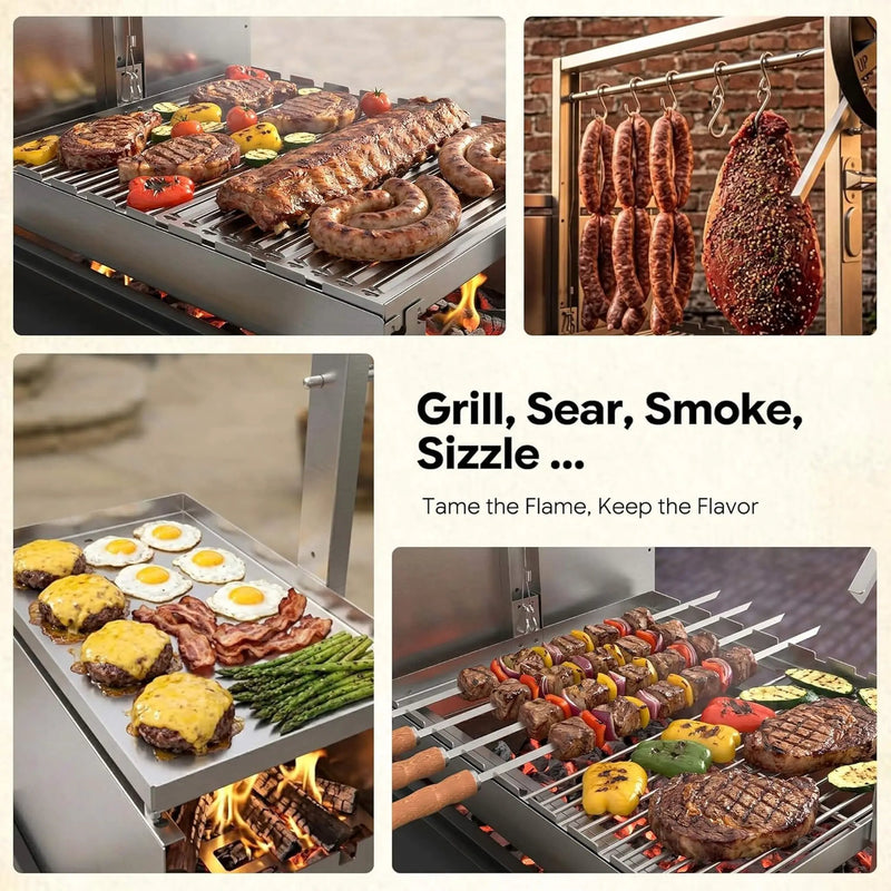 [05X03FT] Heavy-Duty Argentine Santa Maria All-In-One BBQ Grill With Brasero (SAK31862) by SAKSBY WHOLESALE