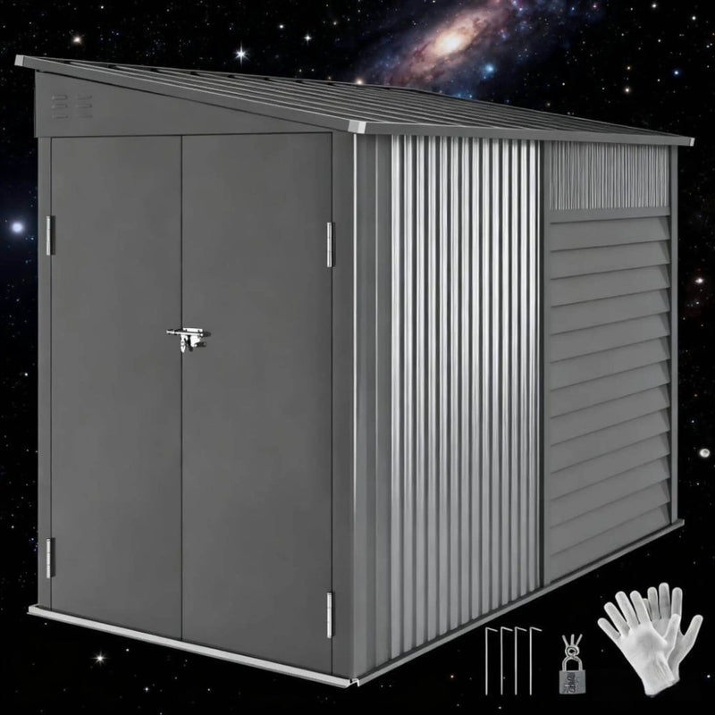 [05X09FT] Alora Heavy-Duty Outdoor Galvanized Steel Storage Shed With Lockable Doors (SAK80637) by SAKSBY WHOLESALE