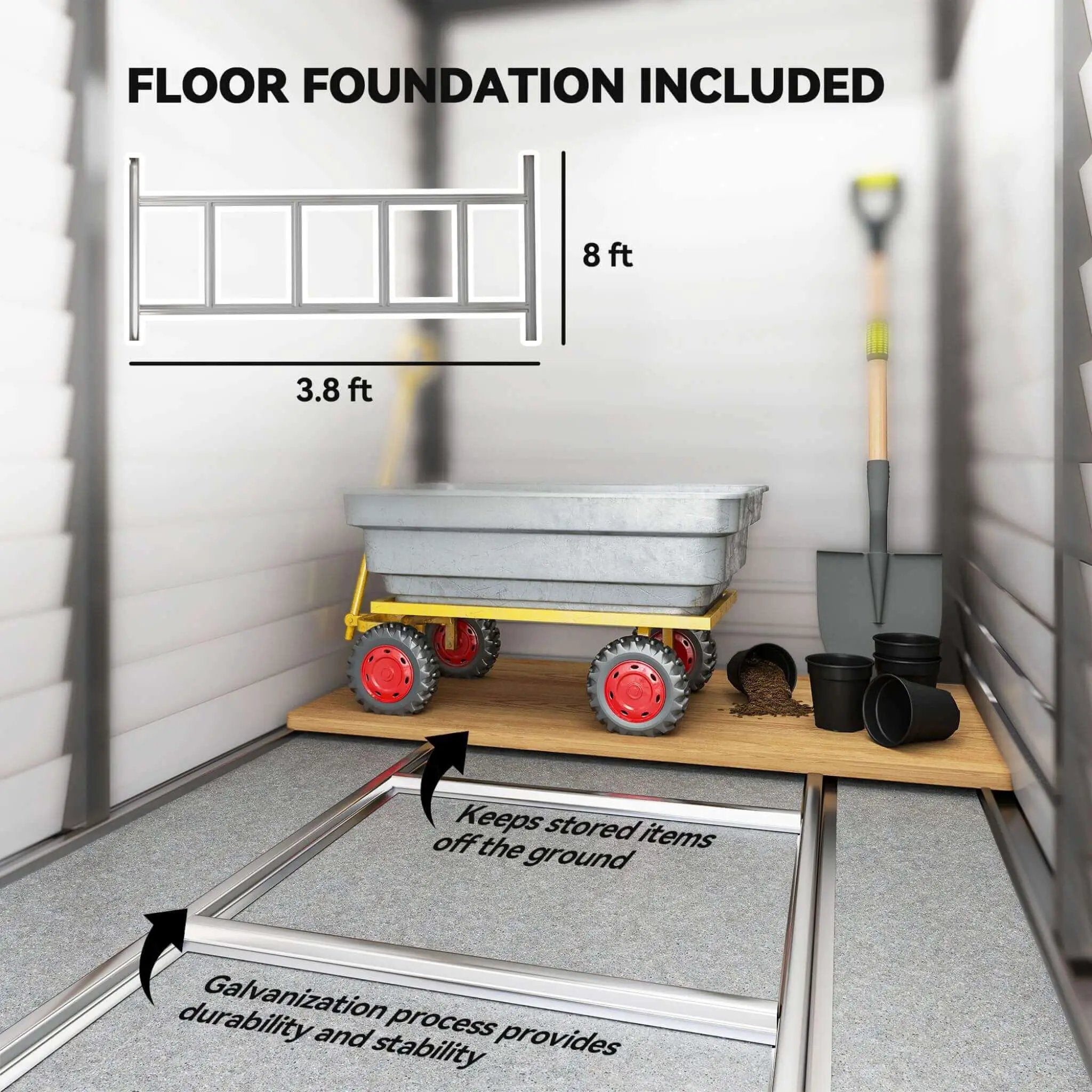 [05X09FT] Alora Heavy-Duty Outdoor Galvanized Steel Storage Shed With Lockable Doors (SAK80637) by SAKSBY WHOLESALE