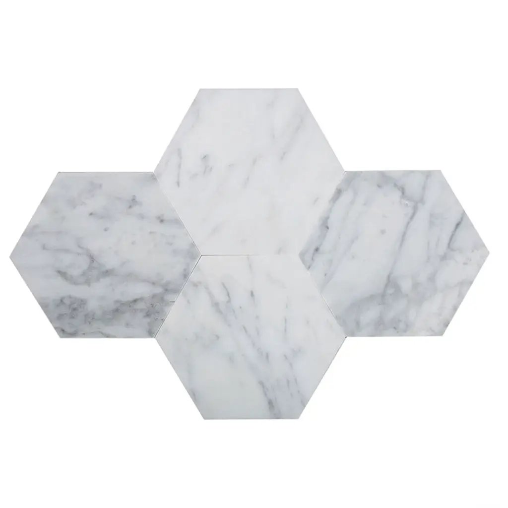 Carrara White 9x10 Honed Hexagon Marble Peel & Stick Tile (10 pack, 6.41 sq ft/case) by Apollo Tile