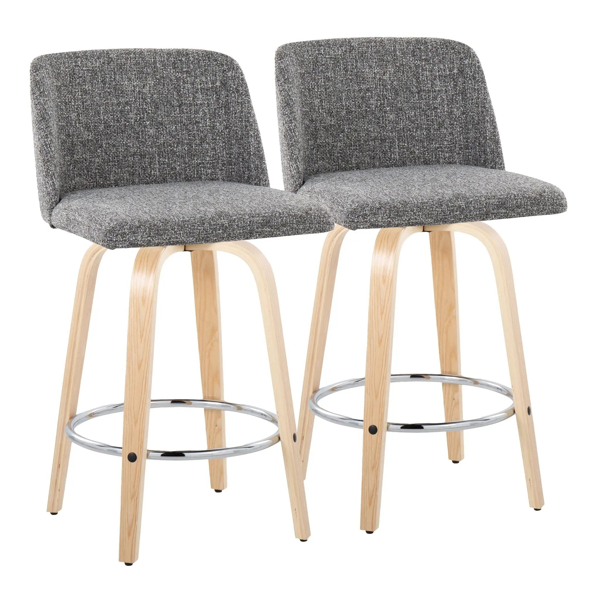 Toriano - Contemporary Fixed-Height Counter Stool With Swivel And Round Footrest (Set of 2) by HouseOfZazla