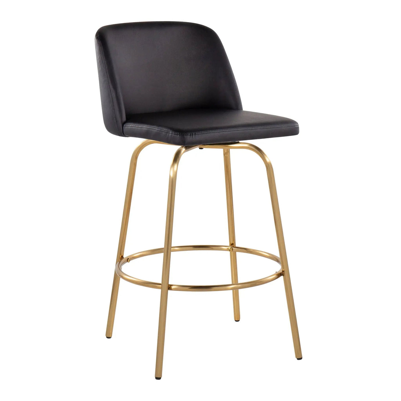 Toriano - Contemporary, Fixed Height Counter Stool With Swivel With Round Footrest (Set of 2) by HouseOfZazla