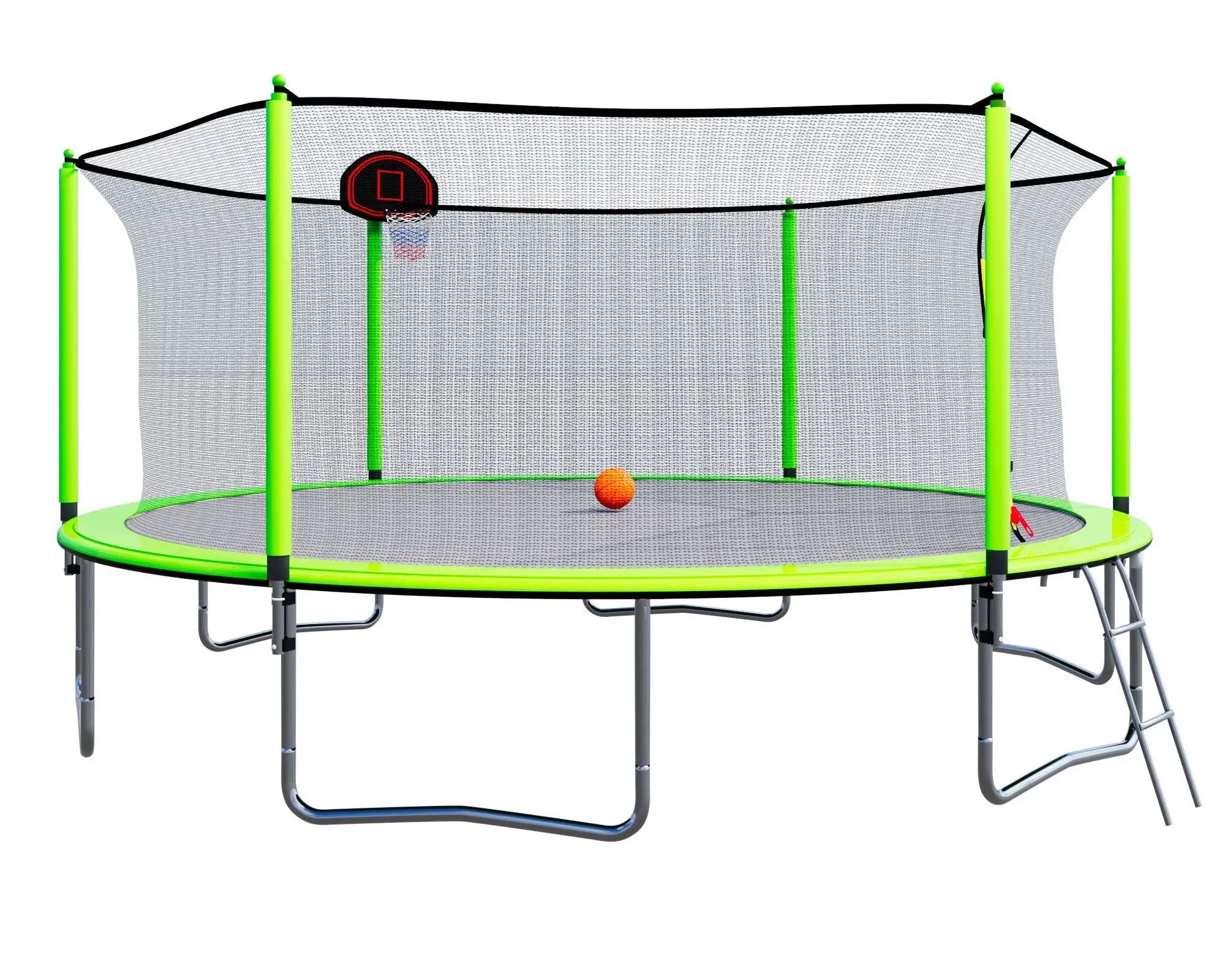 15Ft Trampoline With Basketball Hoop Inflator And Ladder (Inner Safety Enclosure) by HouseOfZazla