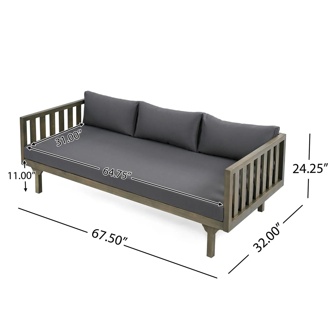 Claremont 3 Seater Daybed Teak Acacia Wood Water Resistant Cushions by HouseOfZazla