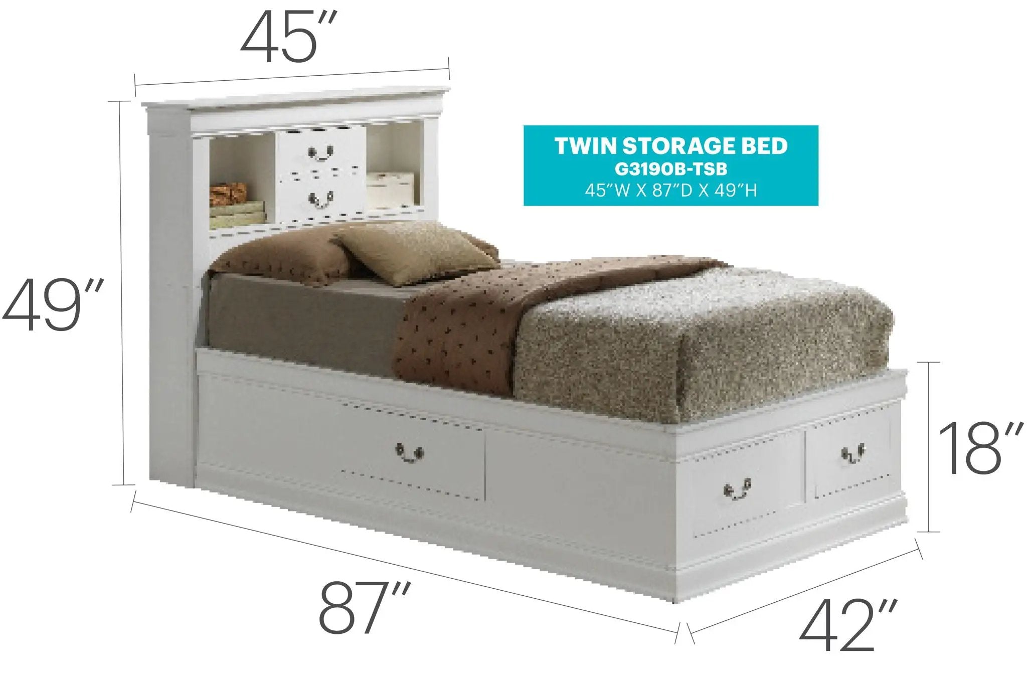 Traditional Style Bookcase Storage Bed by Unique Piece Furniture
