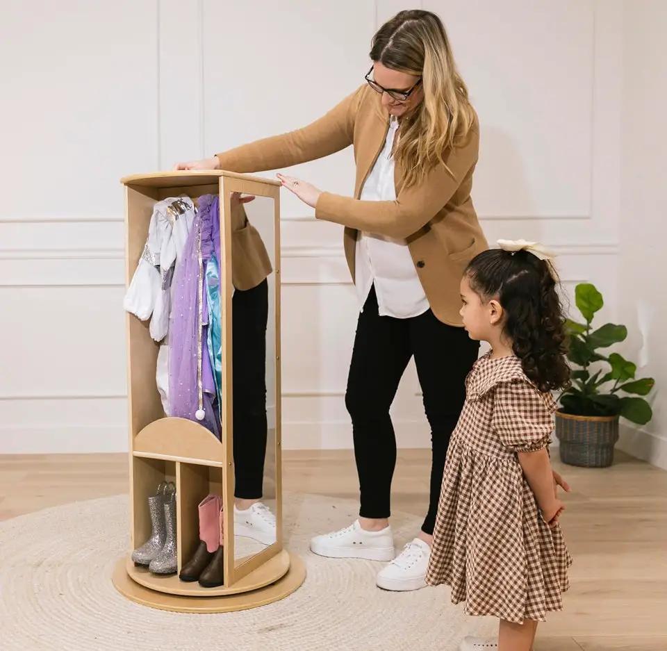 Slightly Used ECR4Kids Rotating Dress-Up Carousel, Costume Organizer, Natural by Selzalot