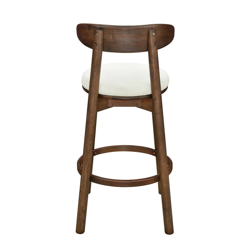 Round Cushion Bar Stools (Walnut + Beige) by HouseOfZazla