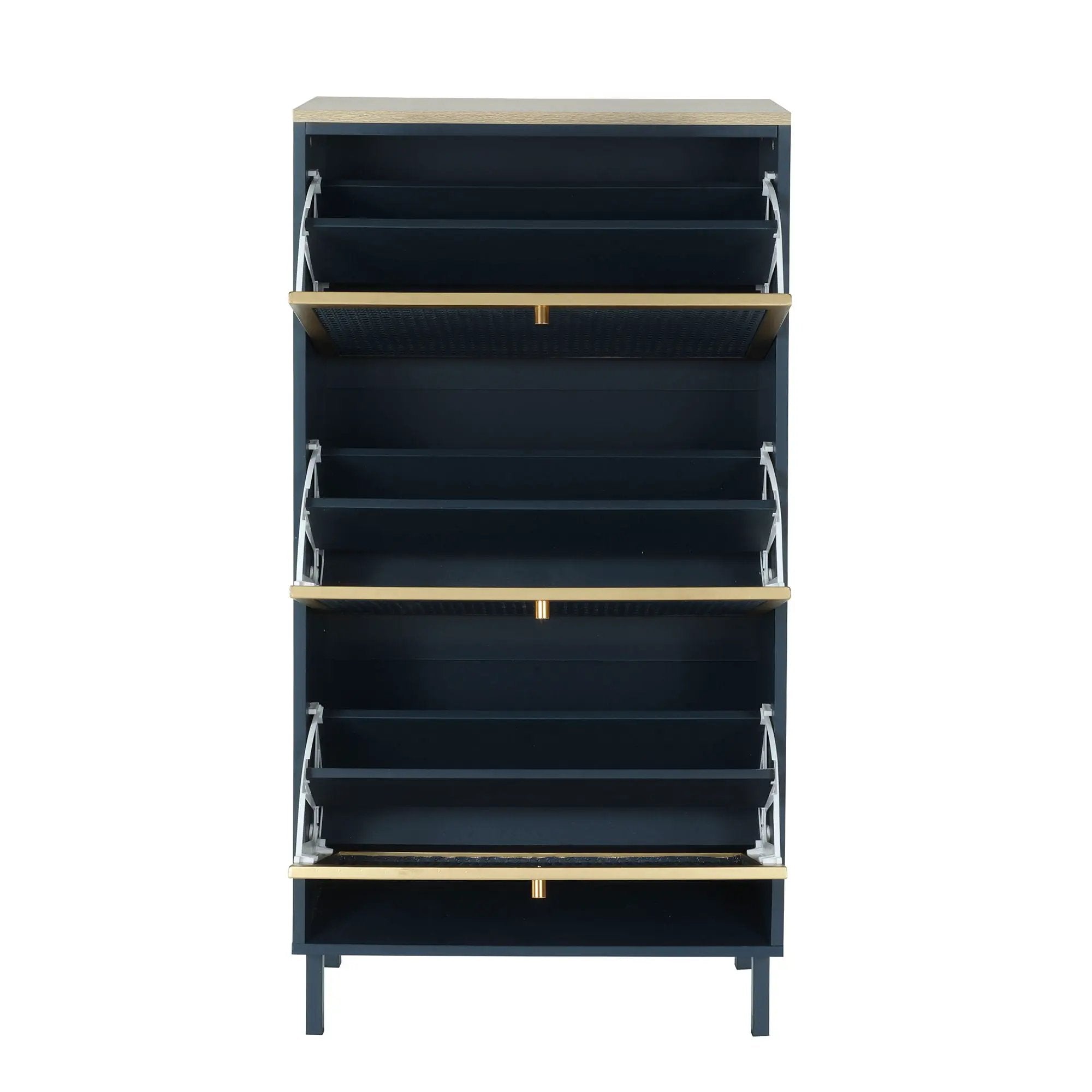 Modern Rattan 3 Door Shoe Rack Cabinet for Entryway by HouseOfZazla