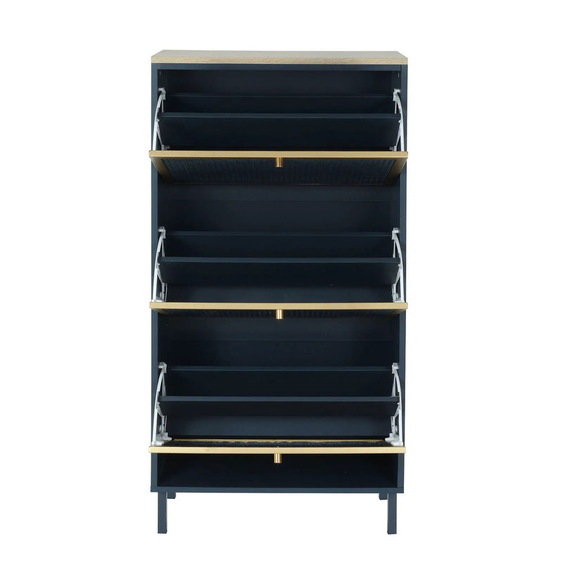Modern Rattan 3 Door Shoe Rack Cabinet for Entryway by HouseOfZazla