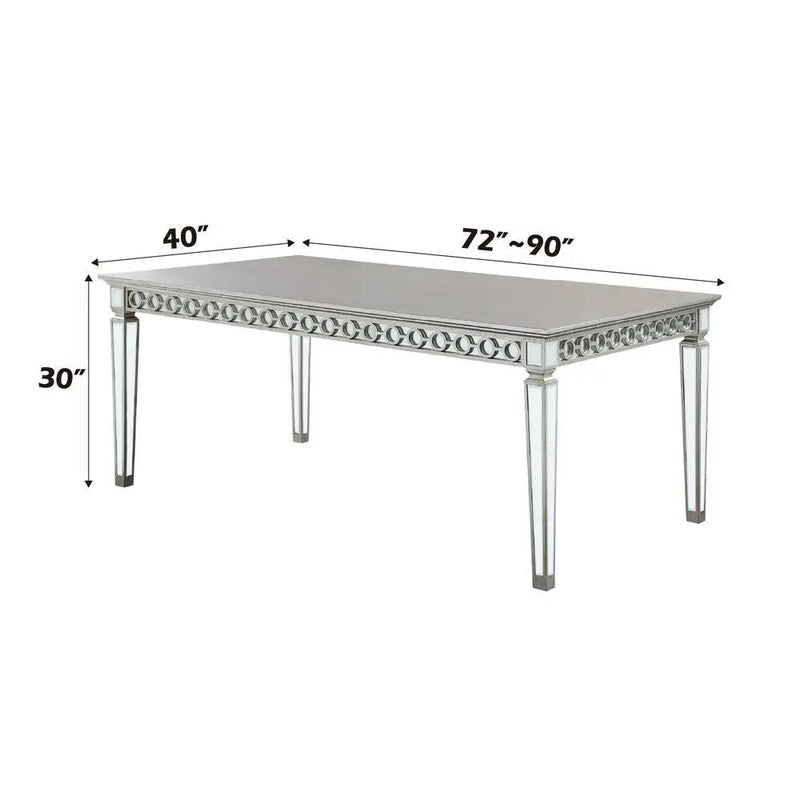 Varian - Dining Table - Mirrored & Antique Platinum by Unique Piece Furniture