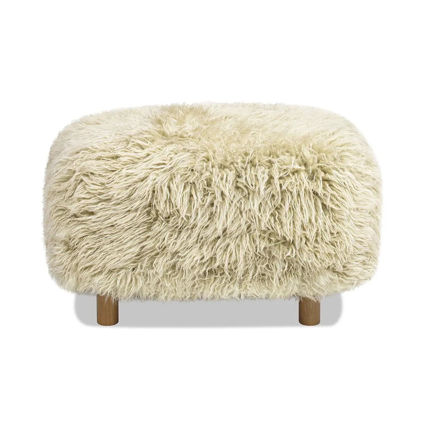 Enchante - New Zealand Sheepskin Rectangular Accent Ottoman - Taupe / Natural by HouseOfZazla