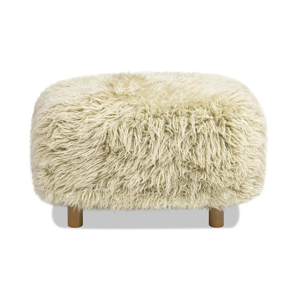 Enchante - New Zealand Sheepskin Rectangular Accent Ottoman - Taupe / Natural