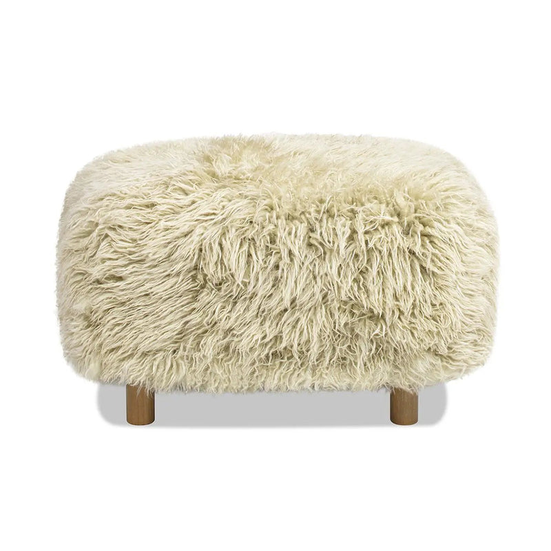 Enchante - New Zealand Sheepskin Rectangular Accent Ottoman - Taupe / Natural by HouseOfZazla
