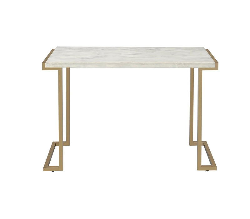 Boice II - Faux Marble Top Sofa Table - White / Champagne by Unique Piece Furniture