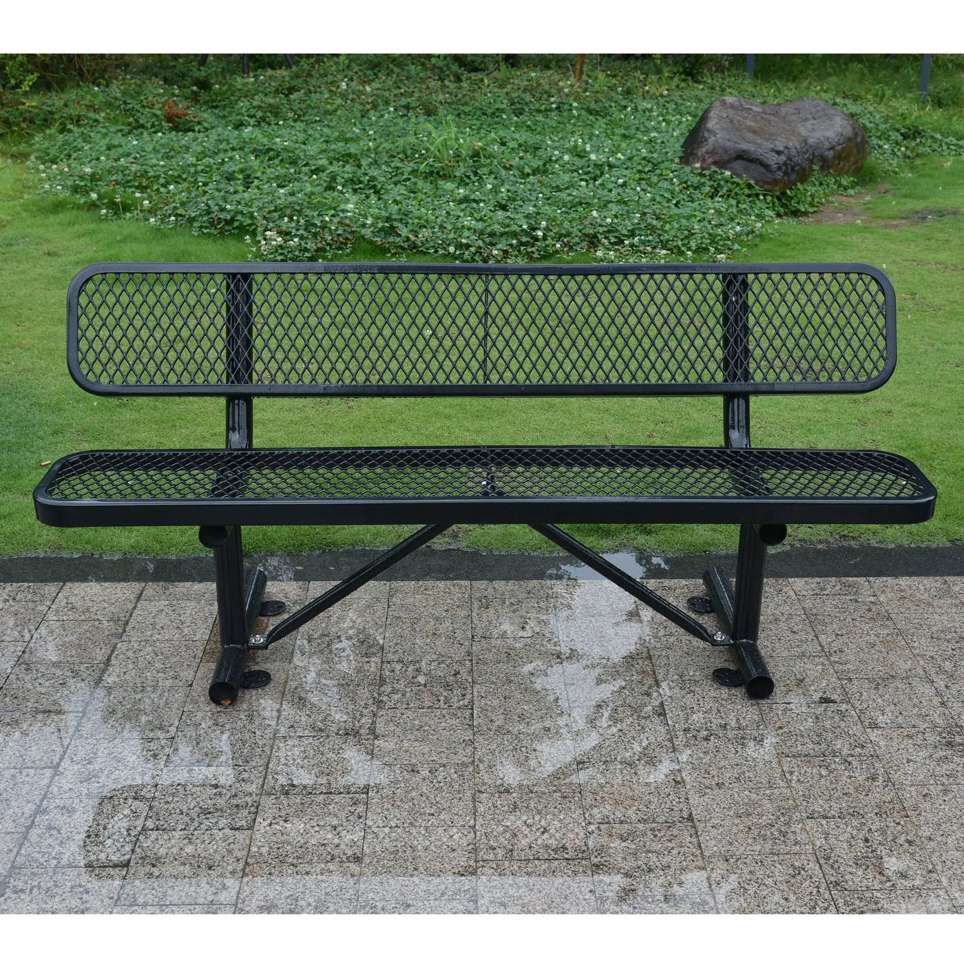 6' Outdoor Steel Bench With Backrest by Unique Piece Furniture