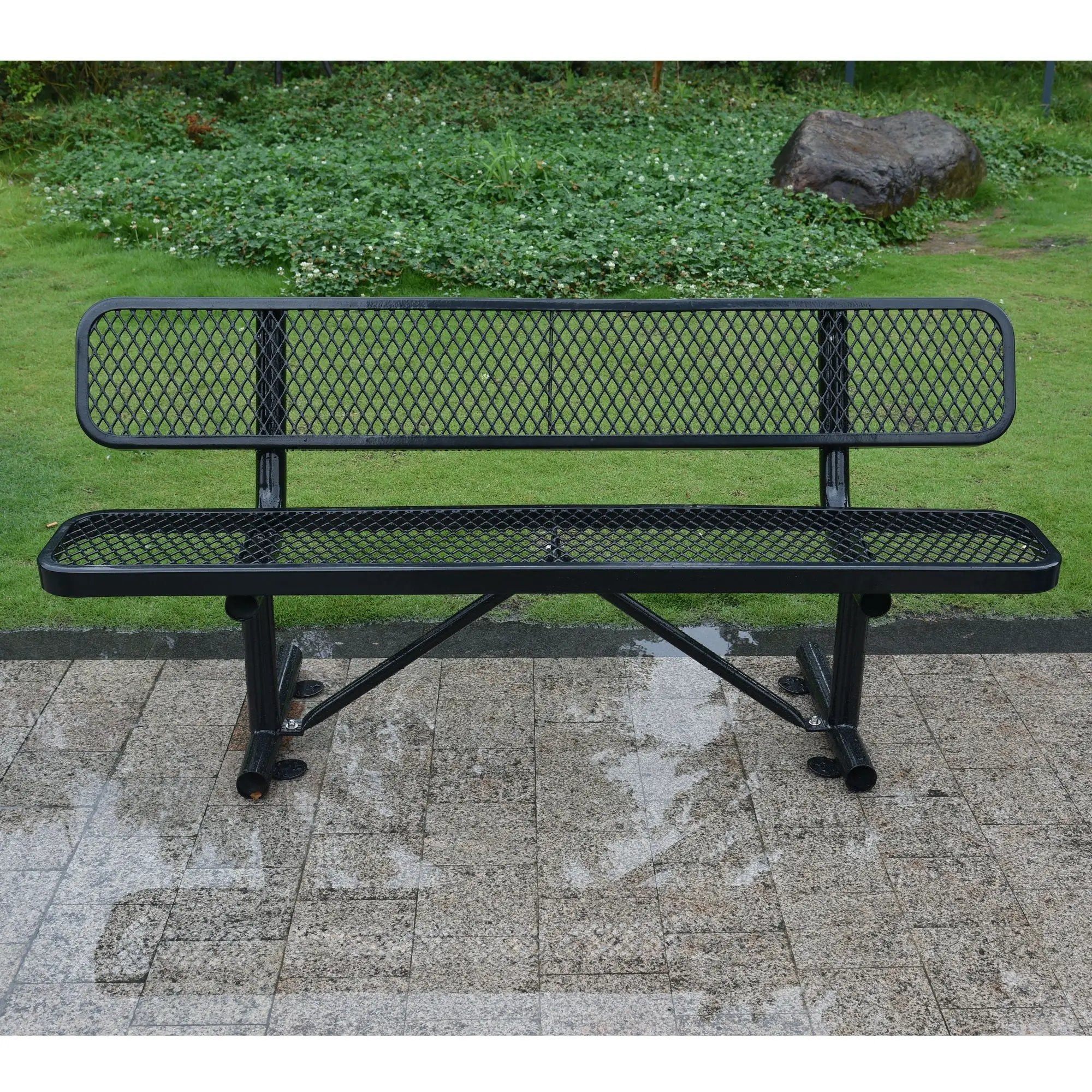 6' Outdoor Steel Bench With Backrest by Unique Piece Furniture