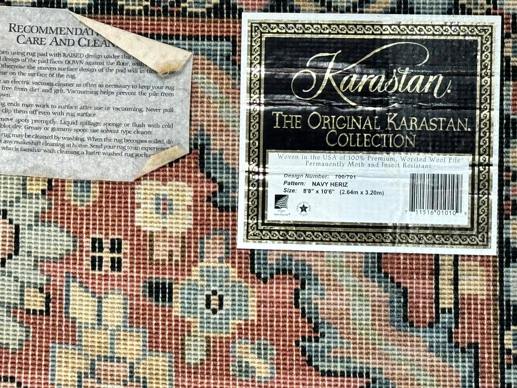 Karastan Navy Heriz #700/701 Rug, 8.8 x 10.6 Karastan Carpet, Wool Pile, Discontinued Vintage Karastan Rug, Original 700 Series, Geometric by Jewel Rugs