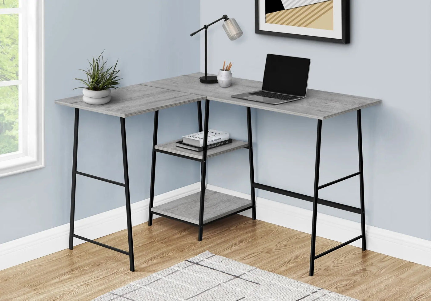Computer Desk, Home Office, Corner, Storage Shelves, L Shape, Work, Laptop, Contemporary, Modern by Unique Piece Furniture