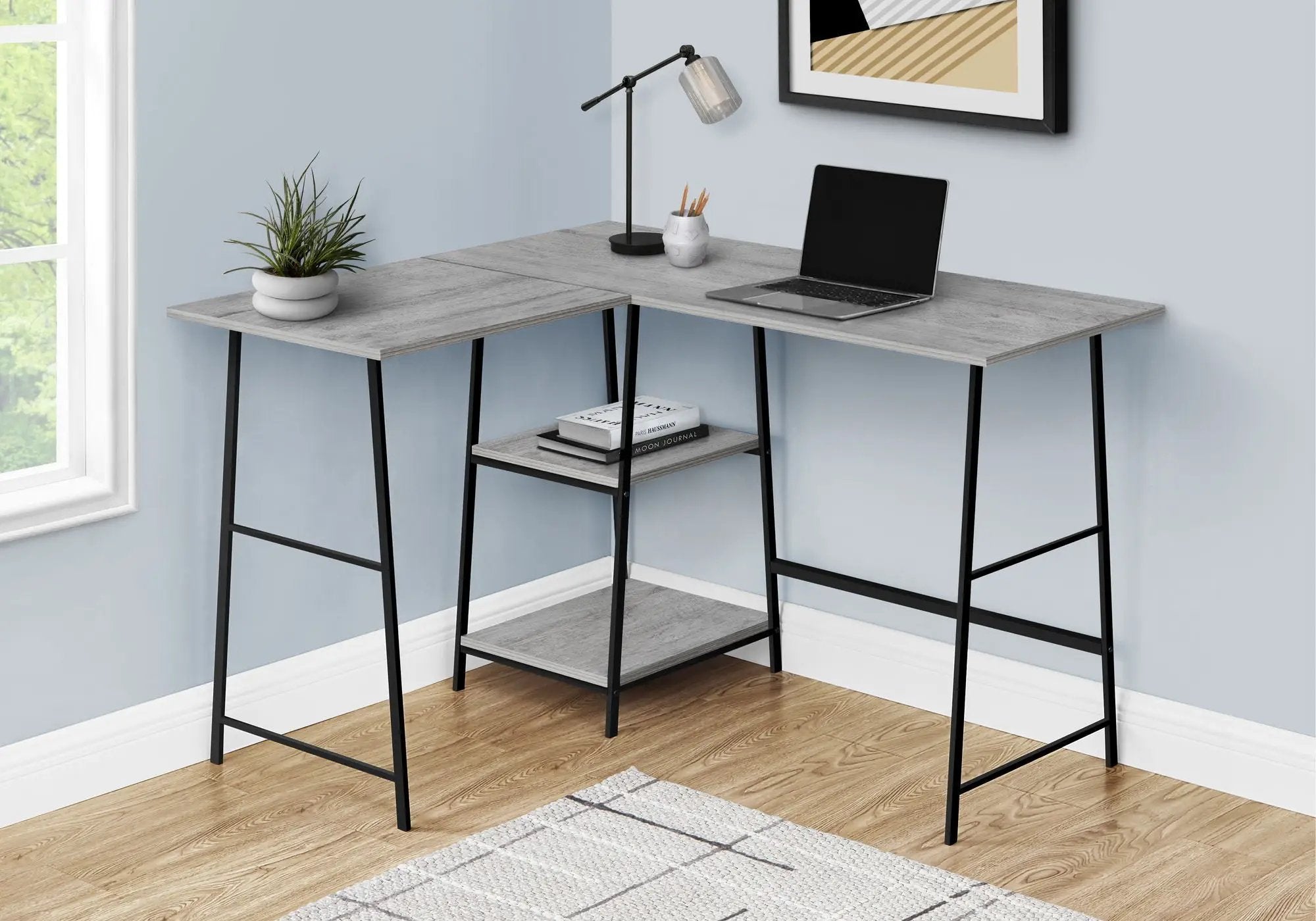 Computer Desk, Home Office, Corner, Storage Shelves, L Shape, Work, Laptop, Contemporary, Modern by Unique Piece Furniture