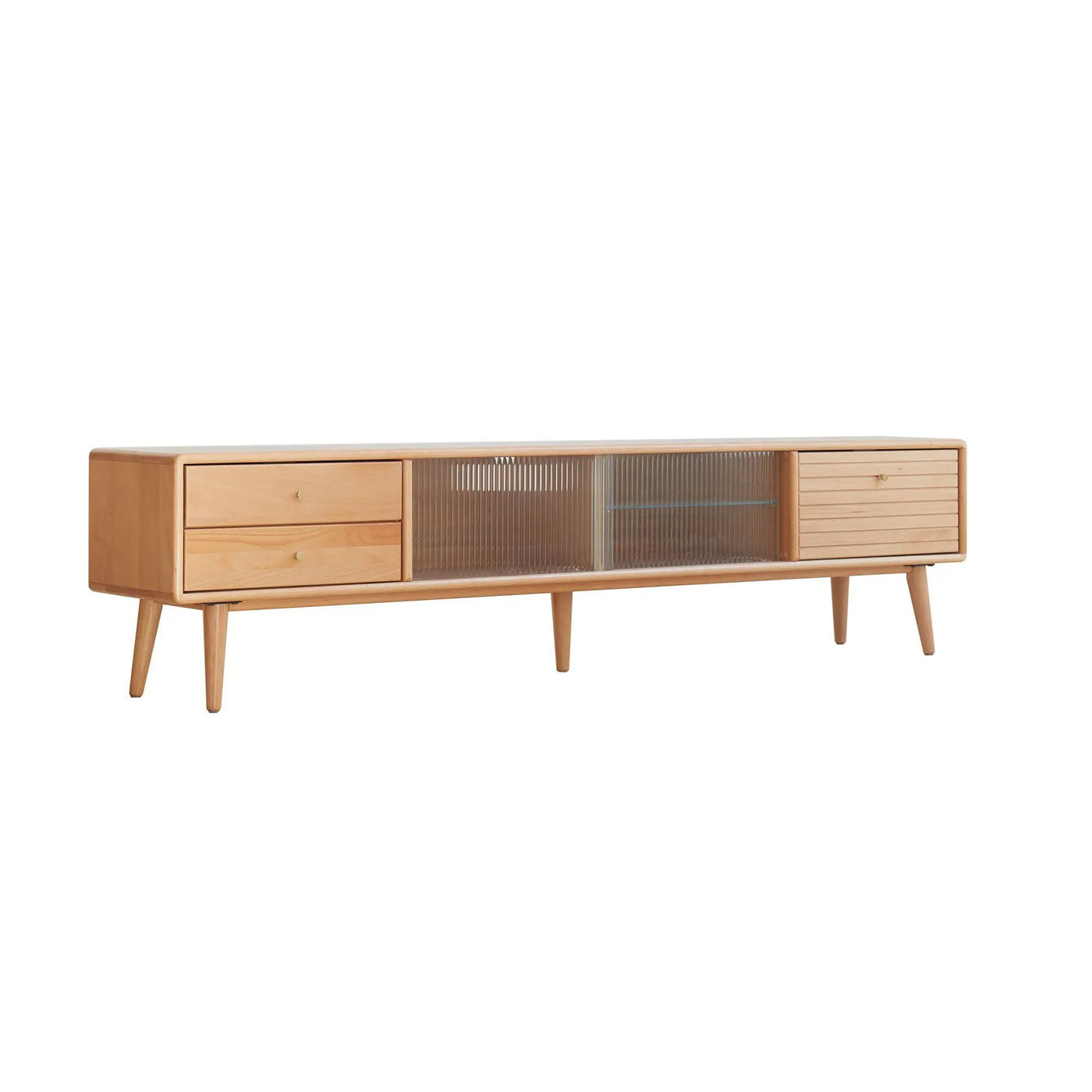 TV Cabinet With Chinese Changhong Glass Doors, Two Drawer Storage Space TV Standing by Unique Piece Furniture