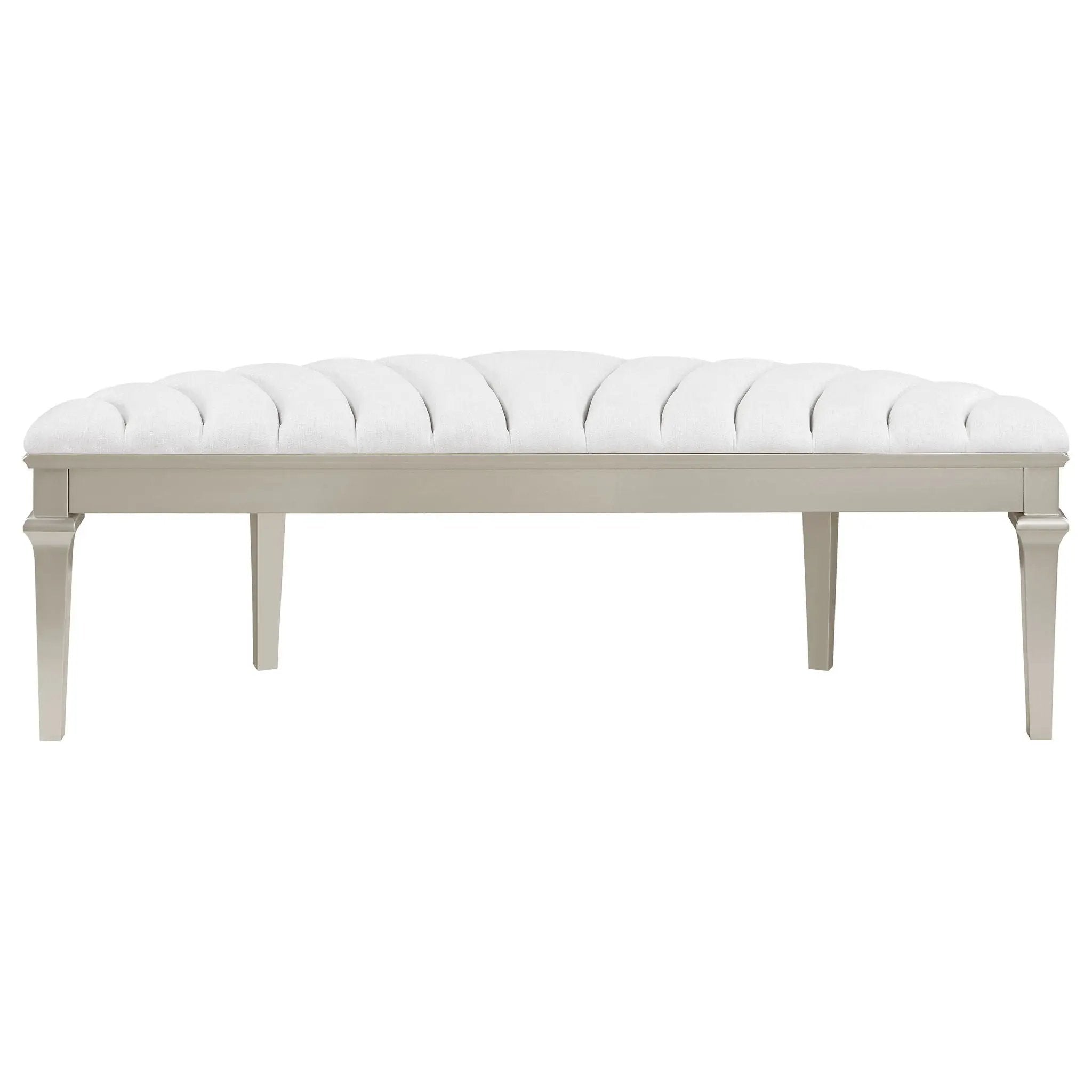 Evangeline Curved Fabric Upholstered Bench Silver Oak by Unique Piece Furniture