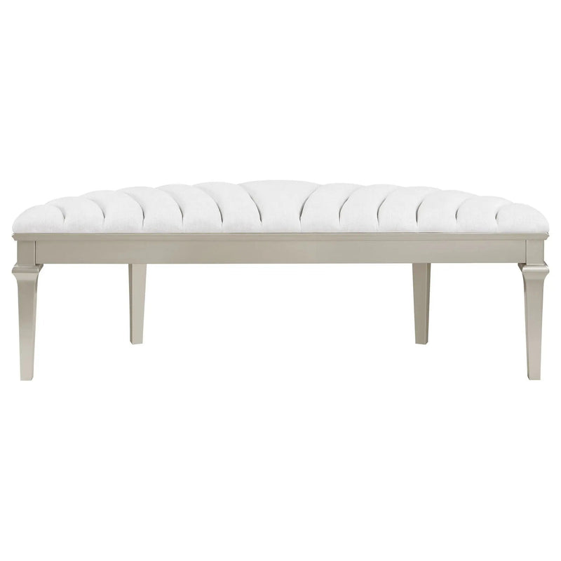 Evangeline Curved Fabric Upholstered Bench Silver Oak by Unique Piece Furniture