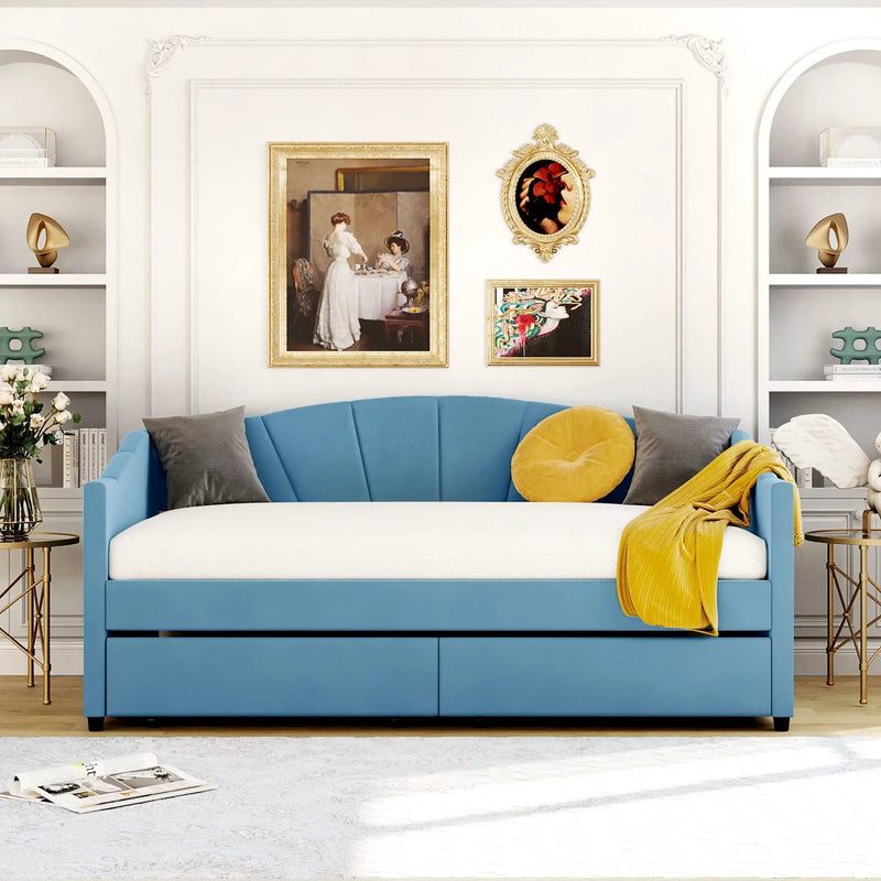 Upholstered Daybed With Two Drawers And Wood Slat by HouseOfZazla