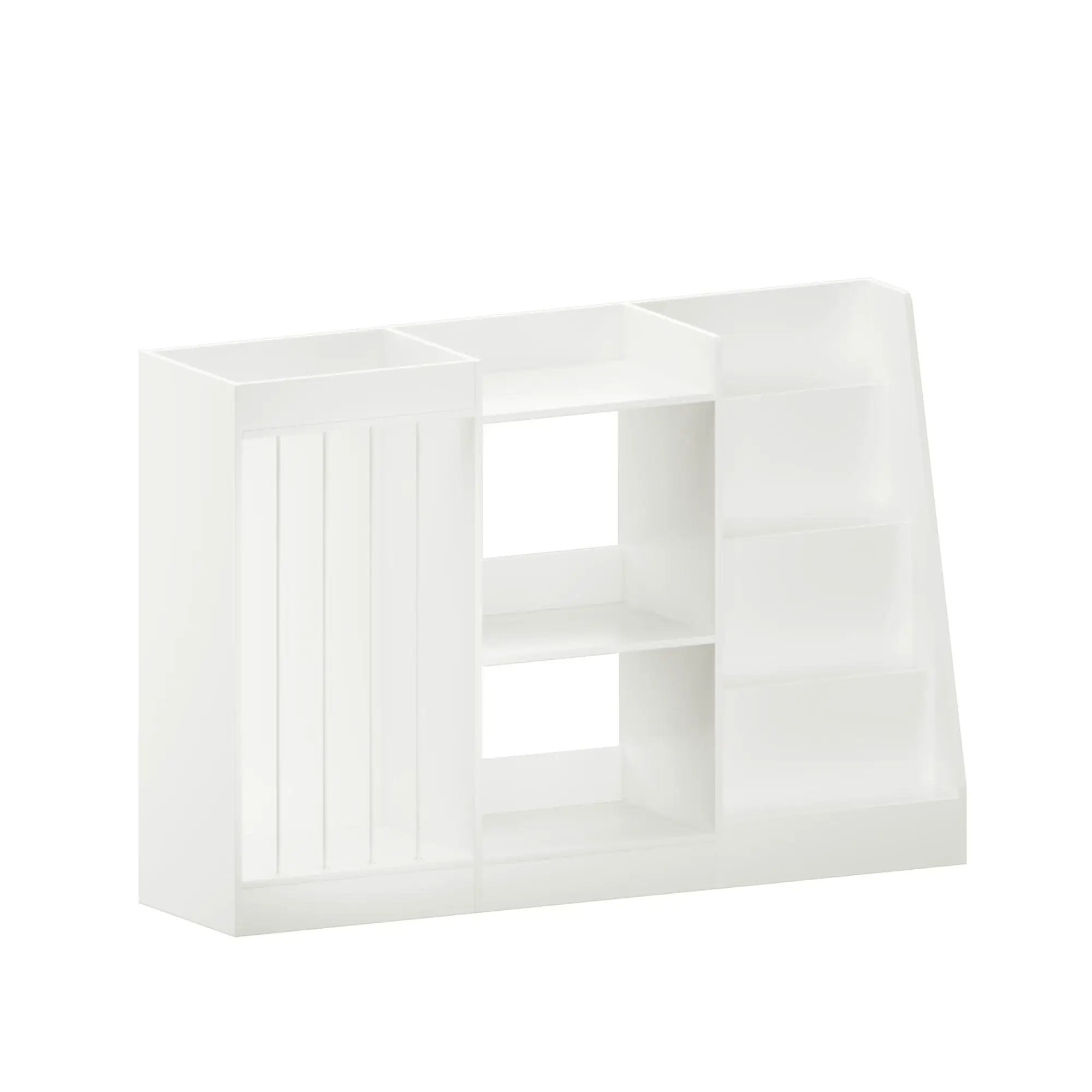 Bookshelf And Toy Storage, 3 Tier Montessori Bookcase With Stuffed Animal Organizer - White by HouseOfZazla