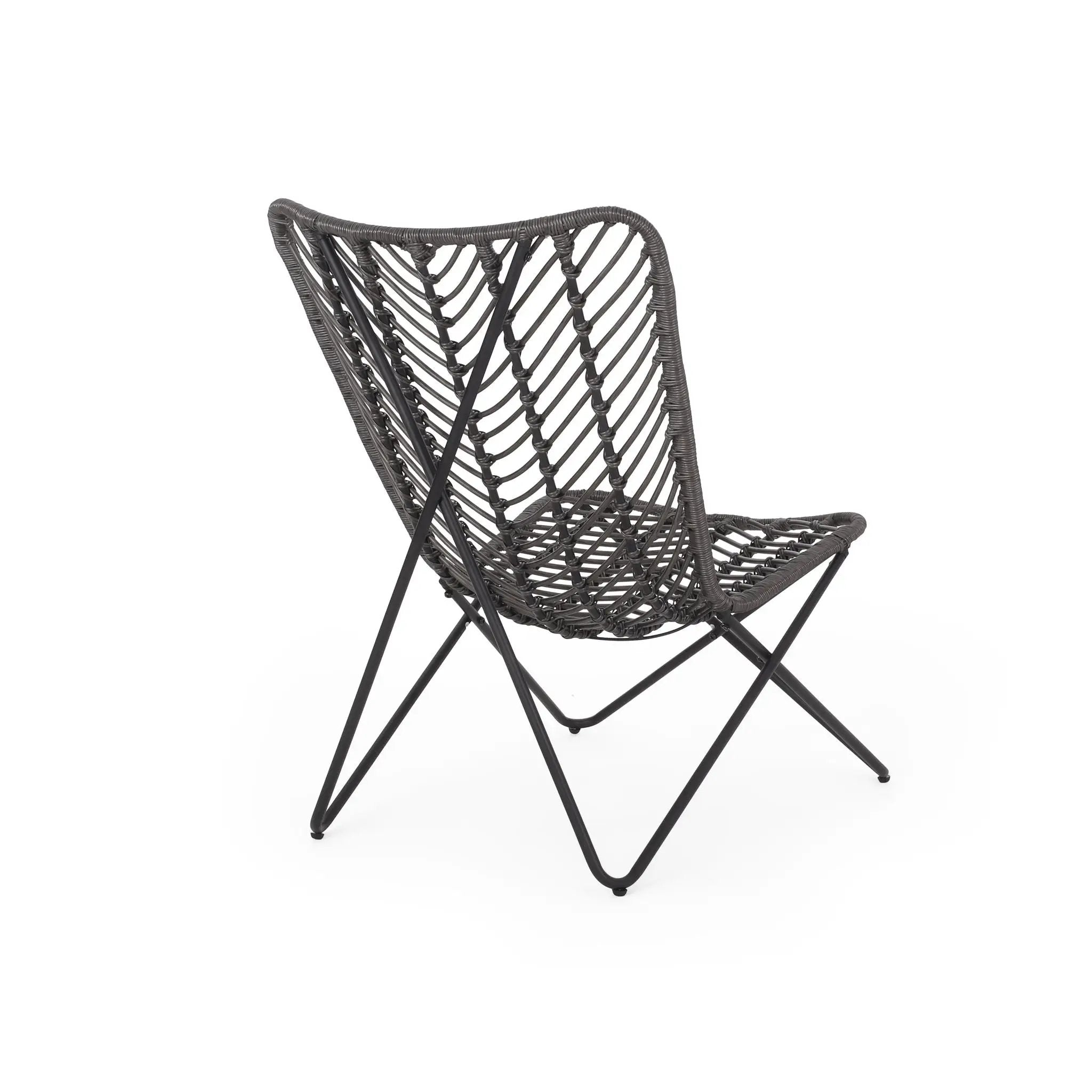 Outdoor Wicker Chair With Geometric Cross Base, Set of 2 - Gray by HouseOfZazla