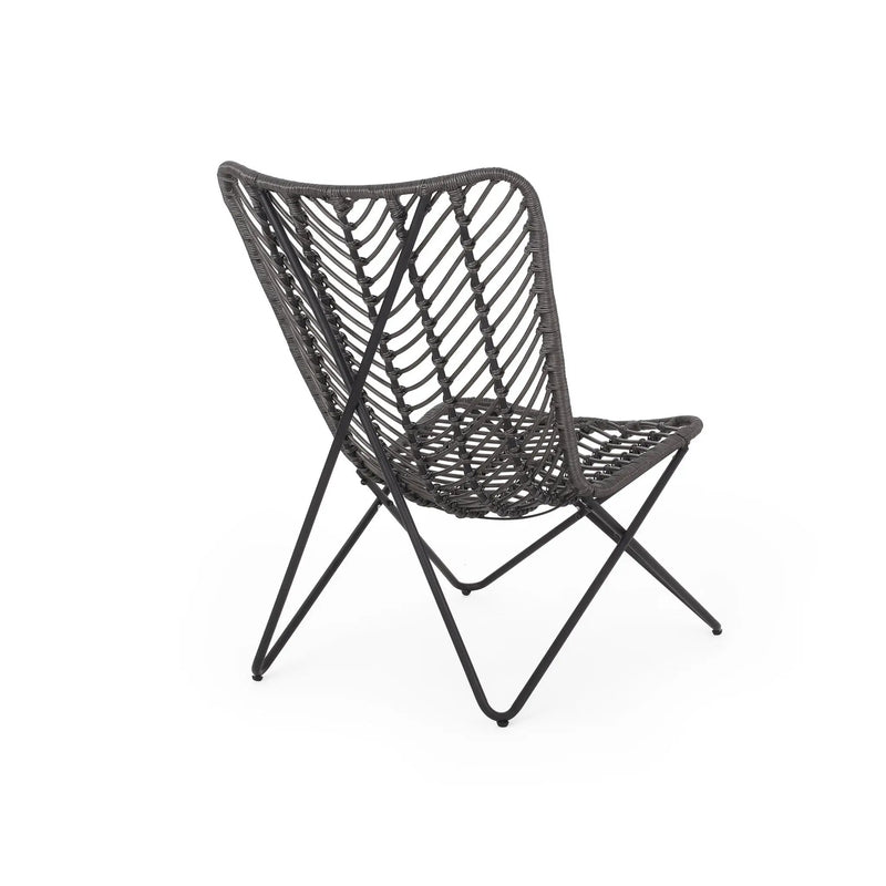 Outdoor Wicker Chair With Geometric Cross Base, Set of 2 - Gray by HouseOfZazla