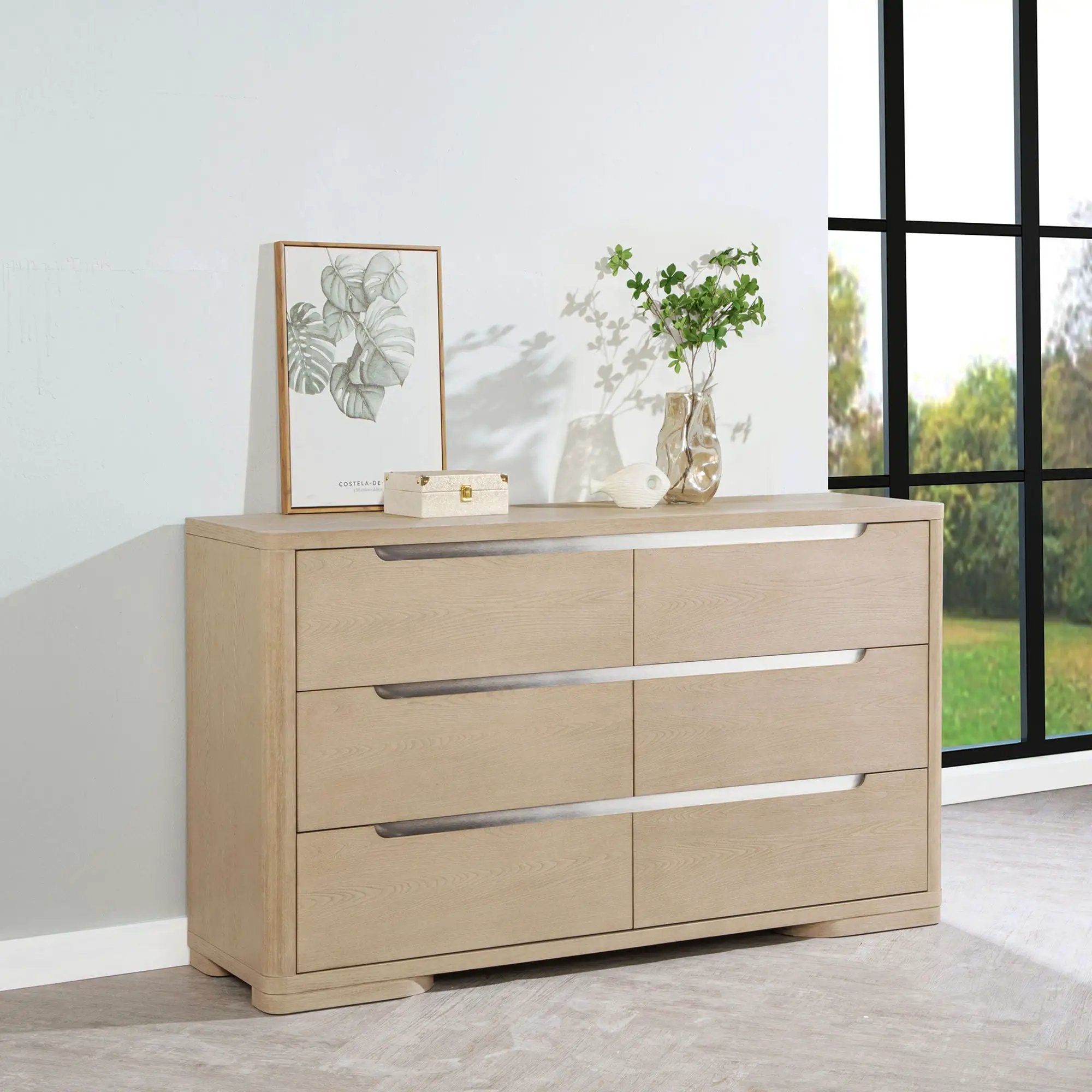 Mirador - 6 Drawer Bedroom Dresser - Natural by HouseOfZazla
