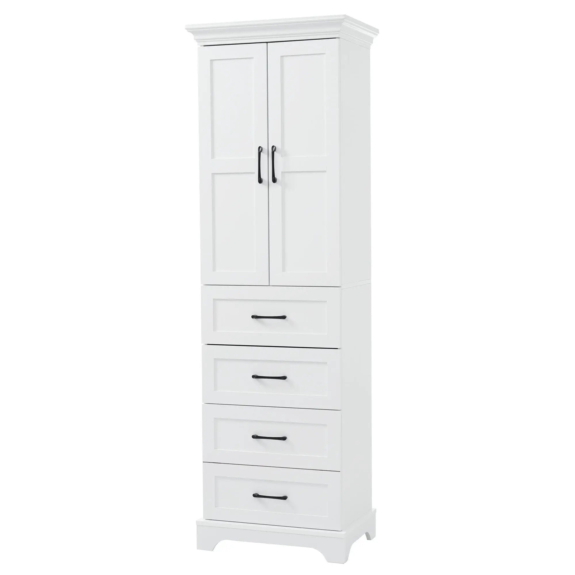 Bathroom Vanity With 2 Damping Hinge Doors, 3 Drawers, Adjustable Shelves - White by HouseOfZazla