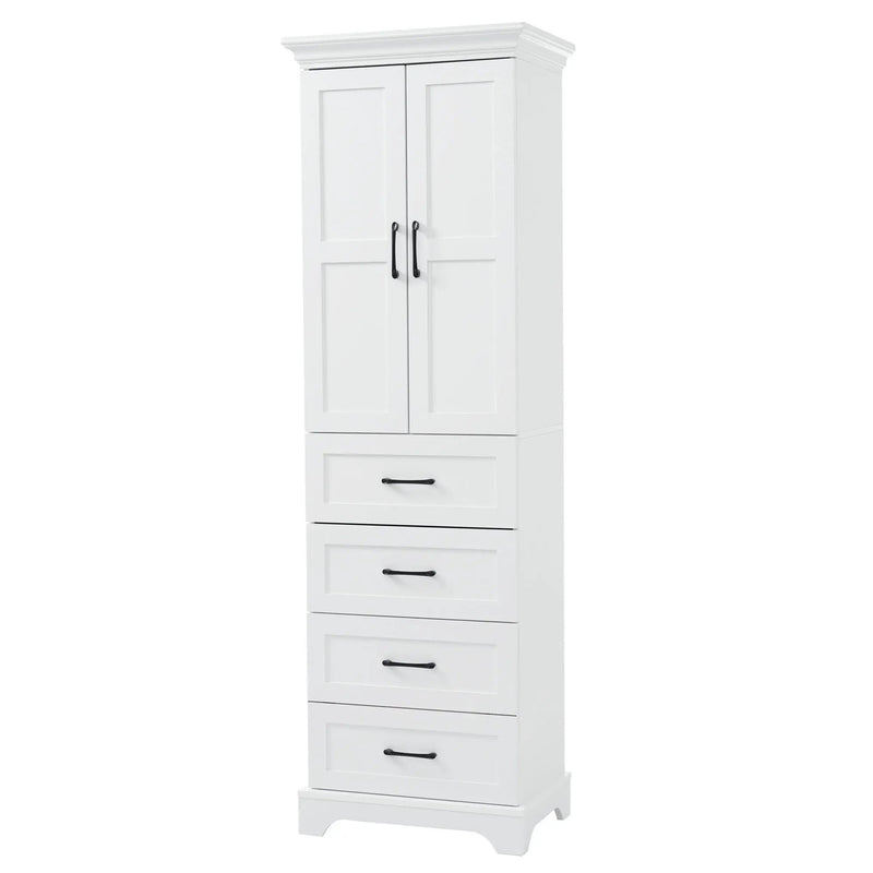 Bathroom Vanity With 2 Damping Hinge Doors, 3 Drawers, Adjustable Shelves - White by HouseOfZazla