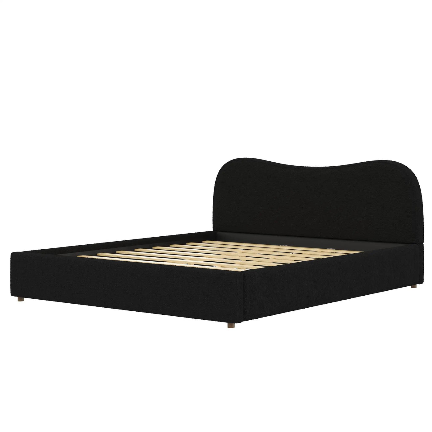 King Size Upholstered Platform Bed with Wooden Slats by HouseOfZazla