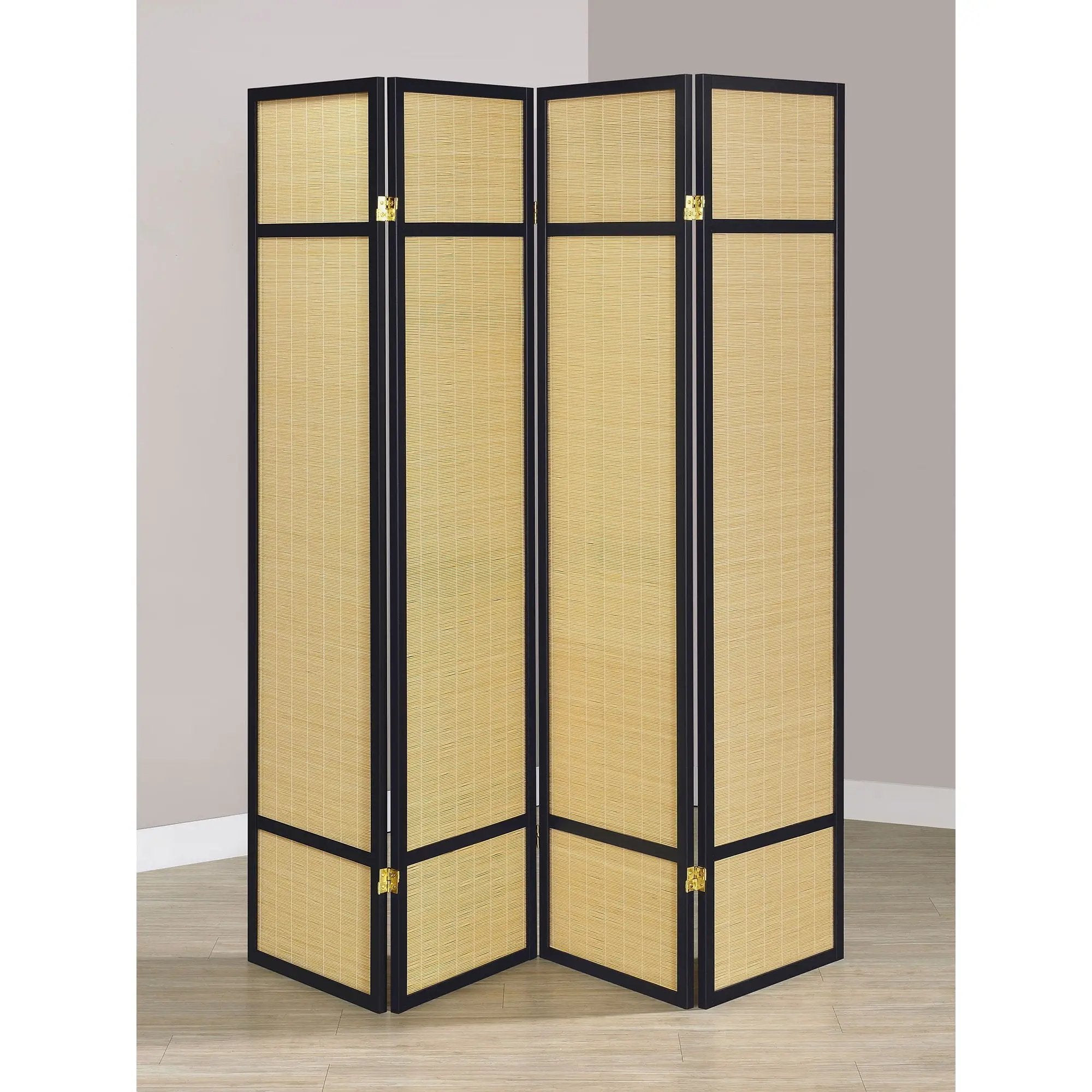 Sensei - 4 Panel Bamboo Room Divider Folding Screen - Natural by HouseOfZazla